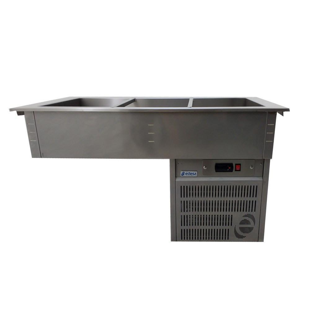 Asber DRFB-311-CU Mesa Fria Tina Refrigerada 3 Enteros Acero Inoxidable - Mesa Fría - Asber - KitchenMax Store